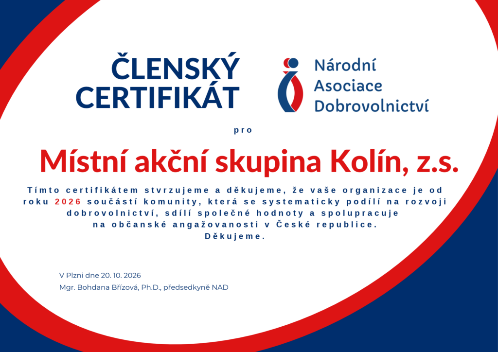 Certifikát ČLENSTVÍ MAS Kolín